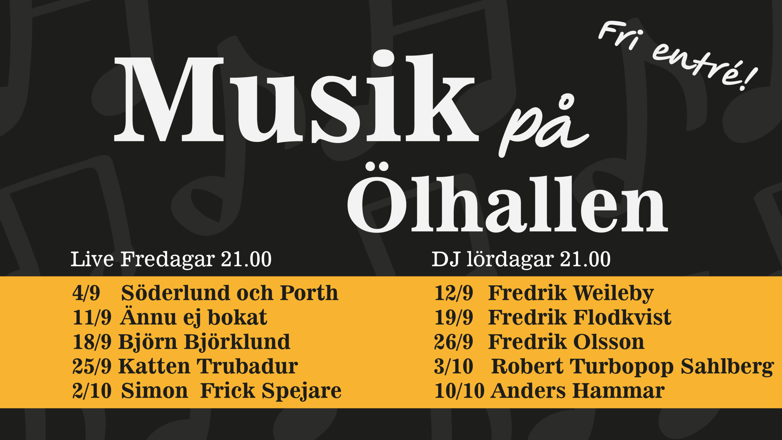 Musikkväll schema höst 2026