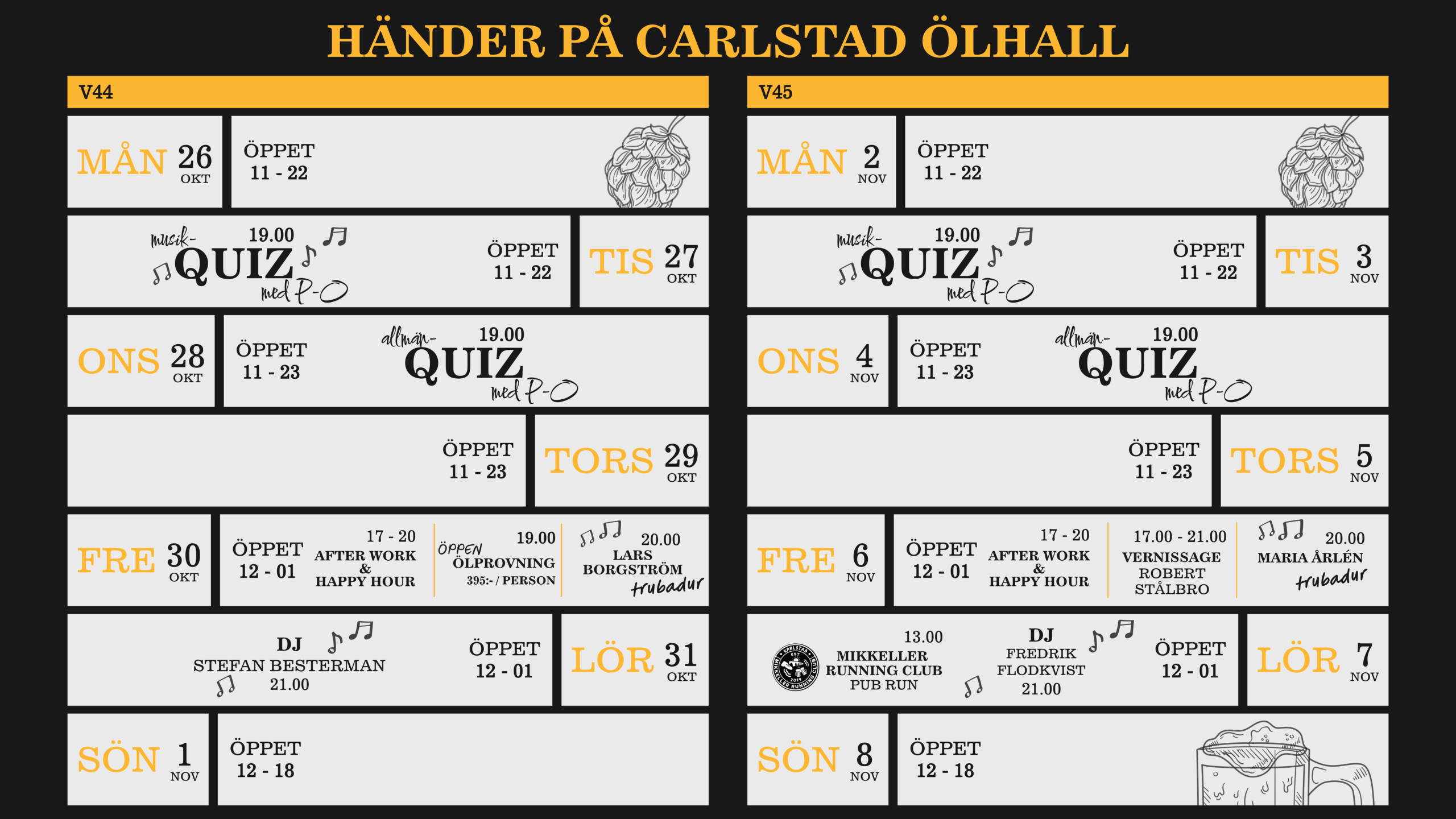 Händer på Carlstad Ölhall
