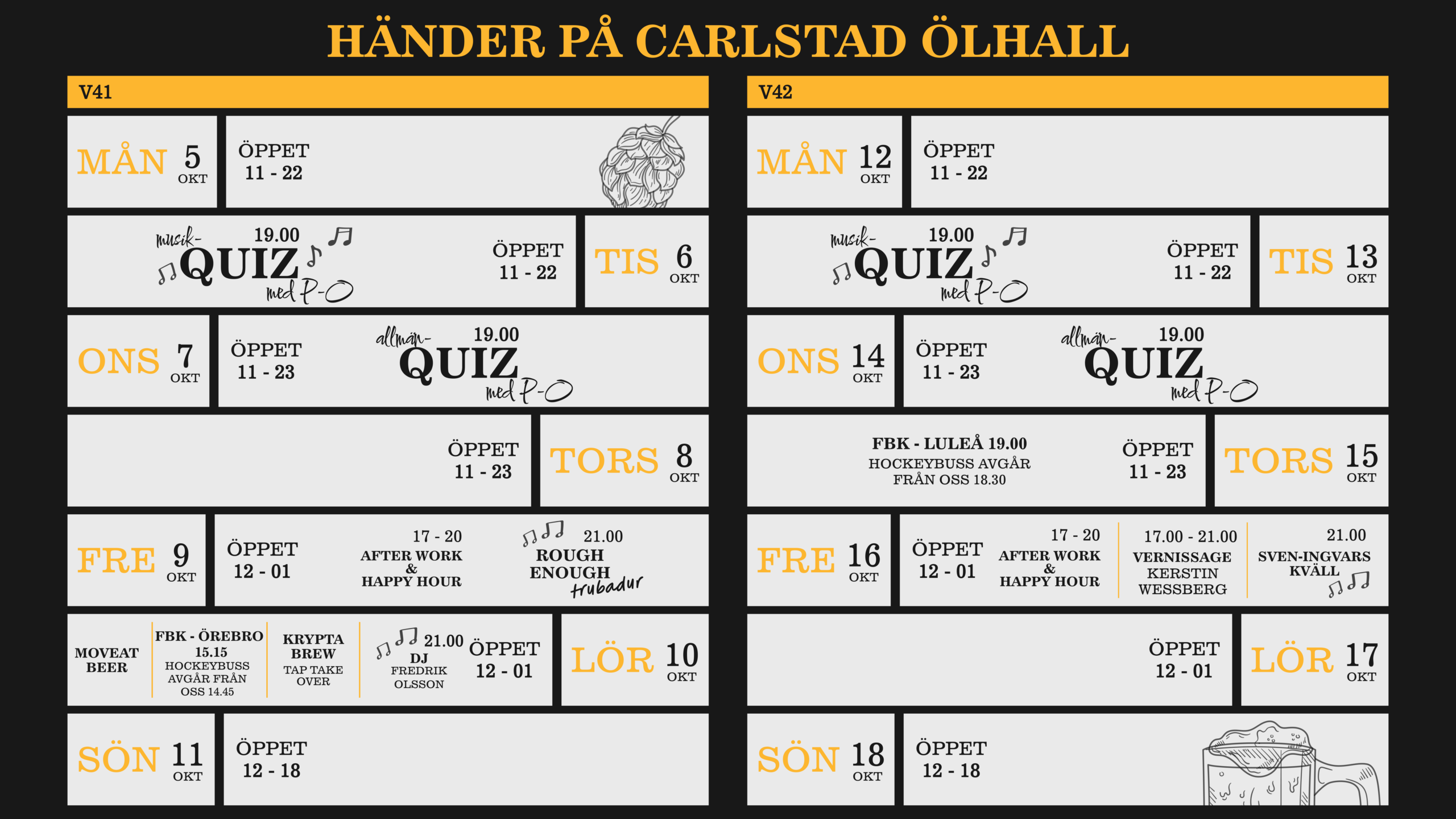 Händer på Carlstad Ölhall V41 v42